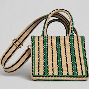 H&M Green and Tan Crossbody Bag